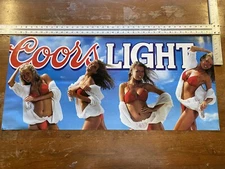 VINTAGE 1993 COORS LIGHT Beer Poster SEXY Blonde in Bikini Model 39 x 18 NOS