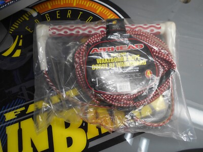 AIRHEAD WAKEBOARD ROPE AHWR-6 15'' GRIP 70 FOOT LENGTH RED/WHITE