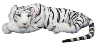 WAGNER STOFFTIERE PLÜSCHTIER PLÜSCH TIGER - ruhend - weiss - 85 cm - NEU Plüschtiger Stofftiger