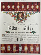 1938 Elgin Watches Lord Lady Newest Christmas Gold 21 Jewels Vintage Print Ad