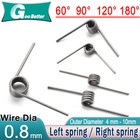 0.8mm Clamp Spring Small Torsion Spring OD4-10mm 60° 90° 120° 180° Angle Degrees
