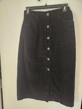 Midi Black curduroy straight skirt GAP Button front. size 2