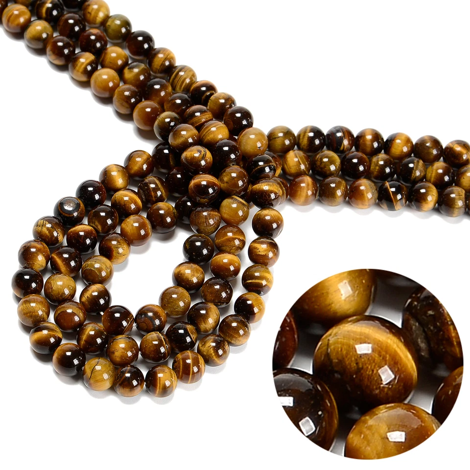 Yellow Tiger Eye Smooth Round Beads 4mm 6mm 8mm 10mm 12mm 14mm - 20mm 15.5" Strd - Image 2 of 4