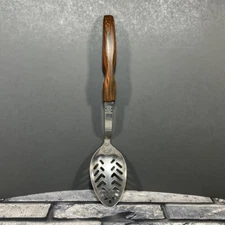 CUTCO Cutlery Slotted Serving Spoon #13 Brown Marbleized Handle USA Utensil