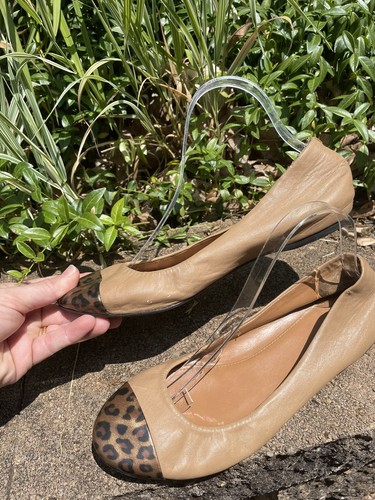 J. Crew UPTOWN Ballet Leather Tan Leopard Cap Toe Flats Women's SZ 9.5 M - Picture 8 of 8
