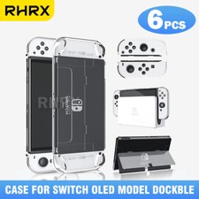 NEW For Nintendo Switch OLED 2021 Clear Protective PC Hard Case Thumb Grip Cover