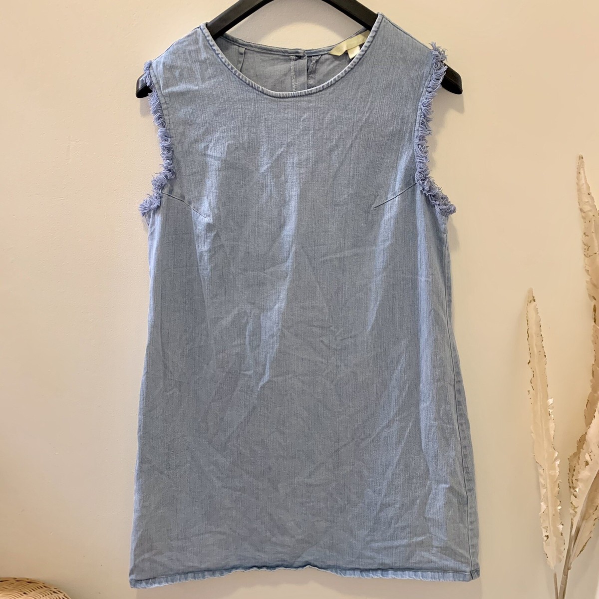 hope & harlow denim dress W/ FRINGE DETAIL size 10 Color:Lime Stripe Christmas dresses RM-US Emerald Coast Plus Size