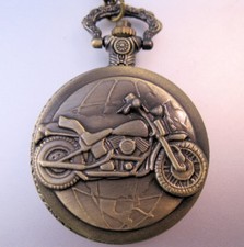 Vintage Style Motorcycle Motorbike Bikers Pocket Watch w/Your Choice of Chain