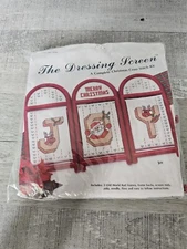 VTG Spinning Wheel 5345 The Dressing Screen "JOY" Christmas Cross Stitch Kit Htf