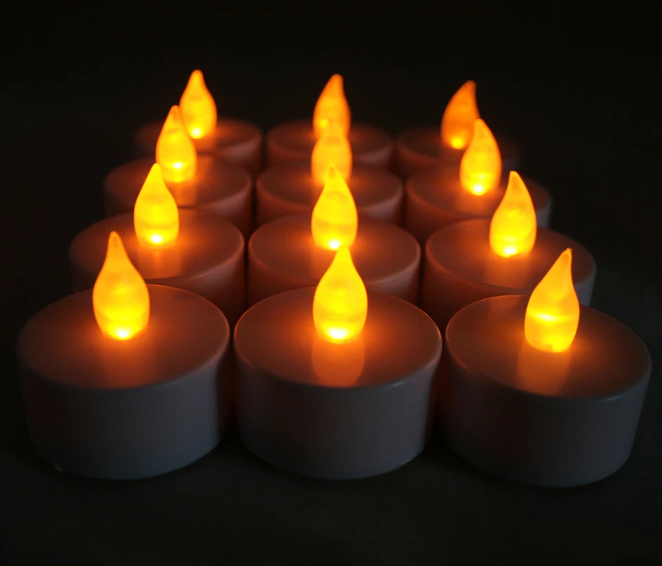 Cantidad 12 luces de té LED parpadeantes ámbar que funcionan con pilas sin llama Foto 2 de 4