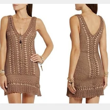 Melissa Odabash Alexis Dress Crotchet Mini Womens Small Coastal Boho Resort Knit