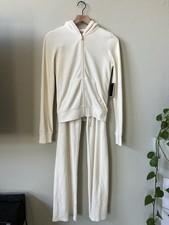 NWT JUICY COUTURE Velour OG Bling Tracksuit Hoodie  Pant Set Cream Size S