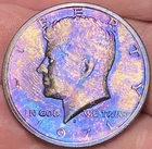 1971-D  Kennedy Half Dollar Beautiful Brilliant Rainbow Toned Coin - # 37