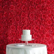 Red Silk Roses Hydrangea 11 sq ft UV Protected Wall Backdrop Vertical Panels