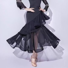 Ballroom Latin Tango Modern Dance Skirts Ruffle Waltz Performance Dress
