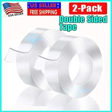 2pack Traceless Double Sided Tape -Transparent Adhesive Gel, Invisible Fixing-US