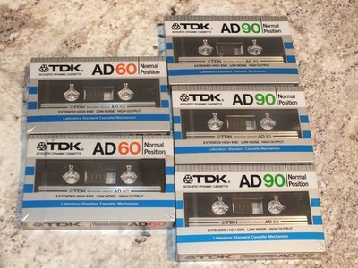 TDK AD90 AD60 Acoustic Dynamic Cassette Tape - Normal Position  5- New Sealed