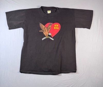 New Wing Black Eagle Heart True Vintage T Shirt Size Small