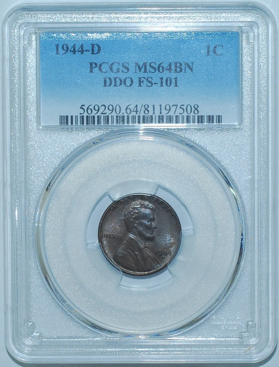MS 64 Graded 1944 Year Lincoln Wheat US Small Cents (1909-1958