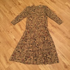 VTG USA Made Size 10 Floral Dress Modest Pleats Midi 70s Cottage Core Granny