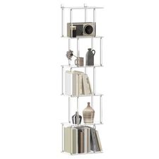 Acrylic Geometric Bookshelf for Small Spaces, 6-Tier Tall Clear S Shaped Book...