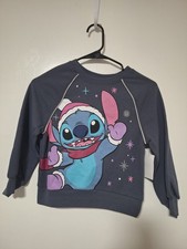 Disney Stitch Girls Sweatshirt Size S 6 6X Grey Walmart Santa Christmas NWT