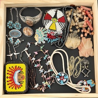 Native American Style Jewelry Lot Zuni Fetish Necklace Mexican Navajo Etc