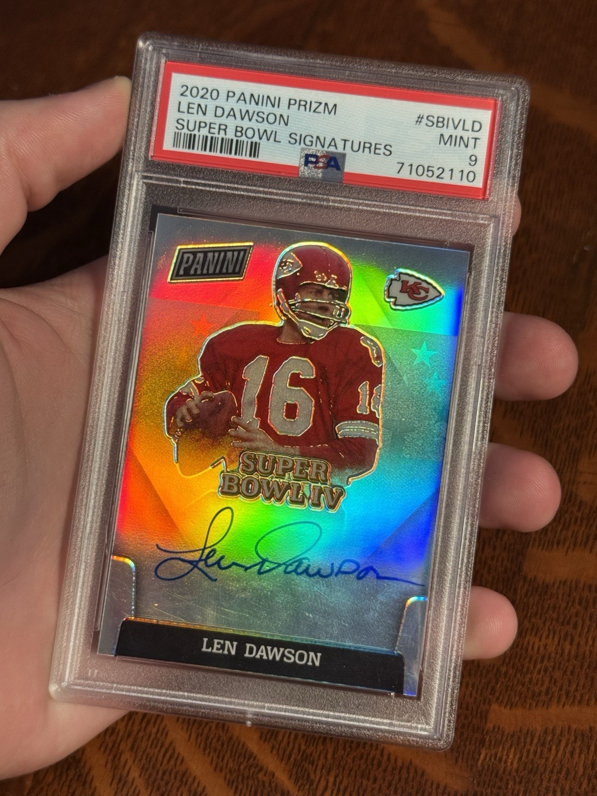 2020 National Treasures Len Dawson Super Bowl Auto Prizm Silver PSA 9 SSP