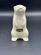 Royal-Haeger Beaver USA Pottery Animal Figurine Sculpture Glazed Off White VTG
