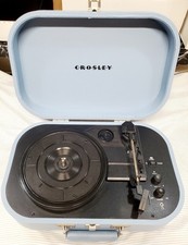 Crosley CR8005D-TU Bluetooth Suitcase Turntable Blue 3-Speed Pitch Control