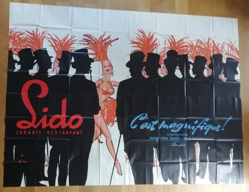 LIDO PARIS NIGHTCLUB CABARET original giant poster 320x240 cm '55 GRUE