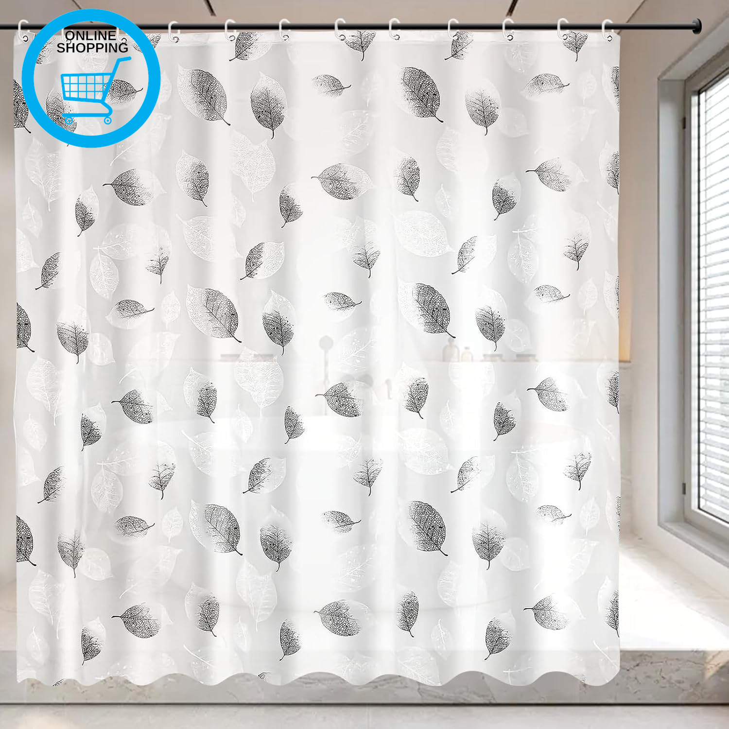 Extra Large Shower Curtain, 180 X 200 Cm, Peva Anti-Mould Frosted, Quick-Drying