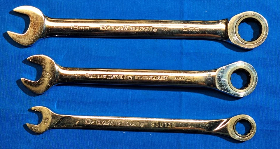 GearWrench Juego de llaves combinadas de trinquete de 3 piezas 19 mm 17 mm reversible y 13 mm Foto 4 de 4