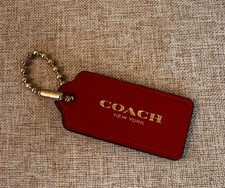 COACH Logo Red Gold Font Hang Tag Charm Purse w/ Chain 2'' x 1"