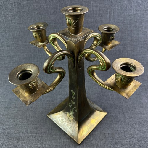 Benedict Brass Karnak Egyptian Revival Candelabrum Art Nouveau Arts & Crafts VTG