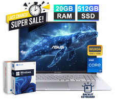 2026 ASUS Vivobook 16" Laptop Office 2024 Intel i7 20GB RAM  512GB SSD Backlit