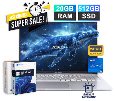 2026 ASUS Vivobook 16'' Laptop Office 2024 Intel i7 20GB RAM & 512GB SSD Backlit