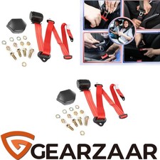 2 SET Cintura di Sicurezza 3 Punti Cintura Automatica Universale ROSSO Frusta TÜV