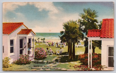 #ad Daytona Beach Florida FL Florida Shores Cottages Atlantic Ave Postard c1930s $9.75