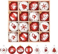 Weihnachtskugeln Kunststoff 16PC Rot Weiß Christbaumschmuck Deko Weihnachten