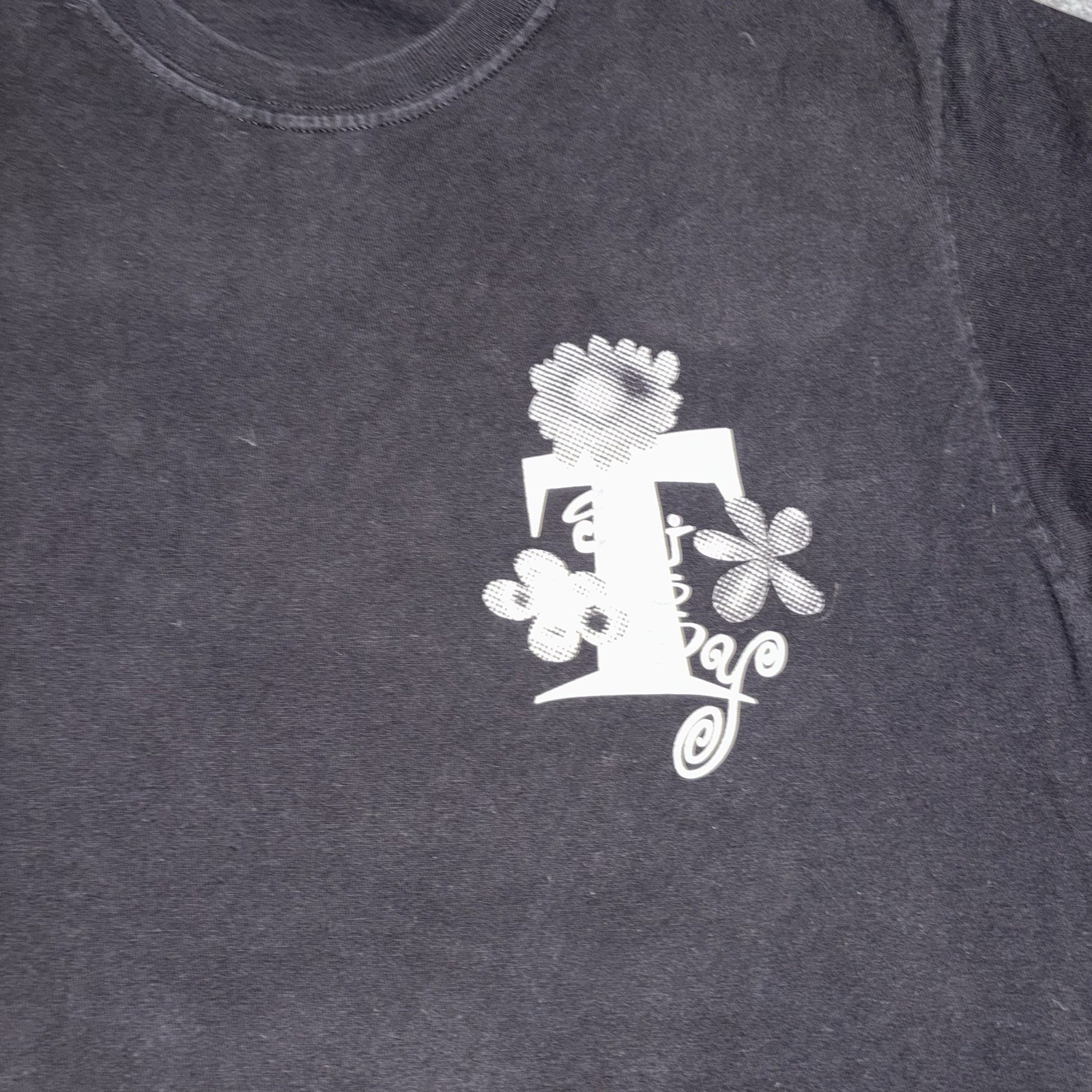 Stussy Acid Flower Tee Black Graphic T-Shirt Front Back Print Size M thumbnail 2