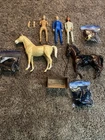 Johnny West by MARX TOYS. Includes 3 Figures 2 Horses 3 Bags of Accessories