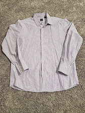 Hugo Boss Shirt Mens XL Purple White Long Sleeve Micro Floral Print Striped