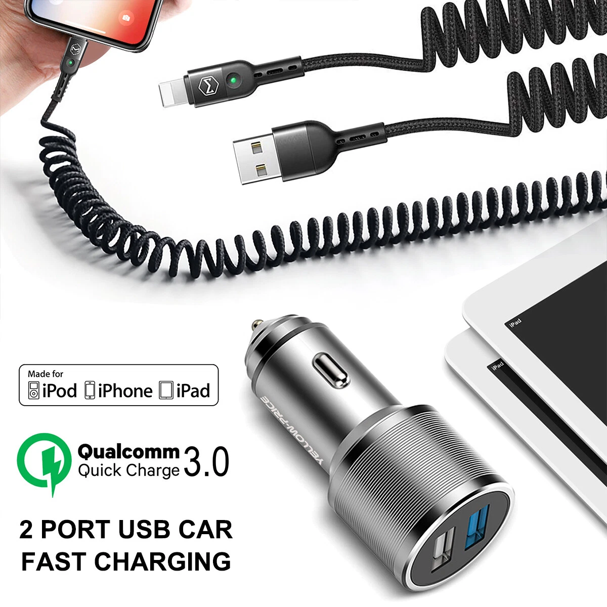 iPhone Car Charger 30W 5.4A Dual Rapid USB iPhone Car Charger for