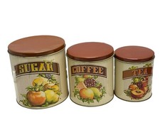 Chein Co 1982 Vintage Sugar Coffee Tea Tins Made In The USA Cottage Core