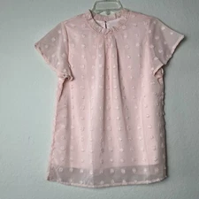 SHEIN Swiss Dot Light Pink Blouse Top Size Small