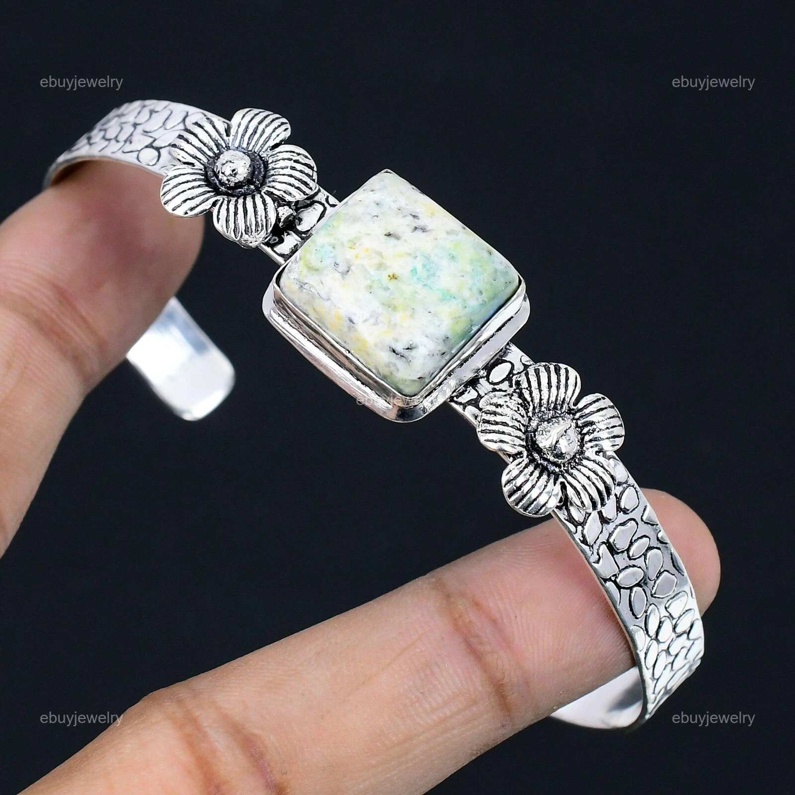 VALENTINO Braccialetto per il suo fiore in diaspro argento 925 naturale K2 regolabile