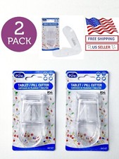 2 PACKS OF MEDICINE PILL /TABLET CUTTER WITH PILL STORAGE TRANSPARENT CLEAR VIEW