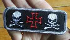 SKULL  CROSSBONES with IRON CROSS  Motorcycle Jacket Vest Iron On Biker Patch