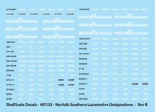 HO135 - Norfolk Southern Locomotive Designation DECALS - ShellScale Decals